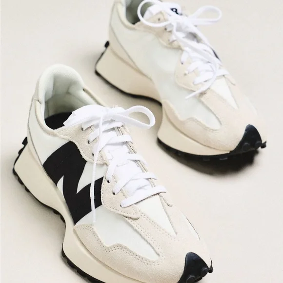 New Balance White Black Cream Low-Top Sneakers - Picture 2 of 8